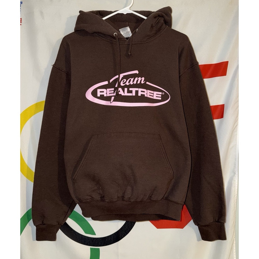 Team Realtree Hoodie Womens Medium Brown Pink Hunting Jerzees Y2K